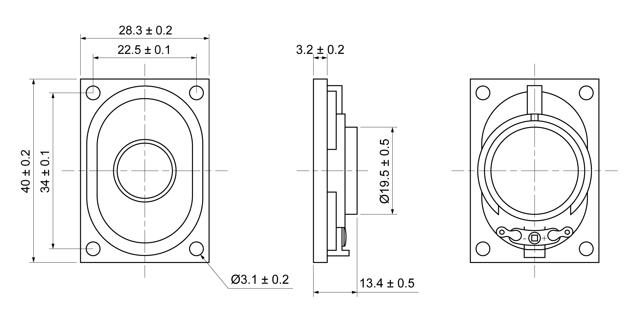 OSR4028E-13.4P2.0W8A Mechanical Drawing